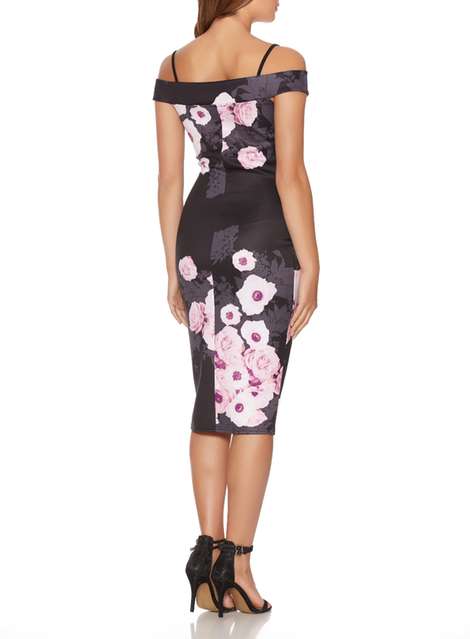 **Quiz Flower Print Bardot Midi Dress